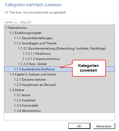 Mehrfachzuweisung einer Kategorie oder verschiedener Kategorien